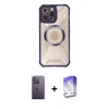 MARSİLYAN™- iPhone 13 Pro Max Kılıf Kutup Modern - Siyah Bilvis 5in1 3D Magic Cam Ekran Koruyucu + Neon Fosforlu Kamera Lens - BZ
