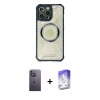 MARSİLYAN™- iPhone 13 Pro Max Kılıf Kutup Modern - Siyah Bilvis 5in1 3D Magic Cam Ekran Koruyucu + Neon Fosforlu Kamera Lens - BZ