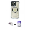 MARSİLYAN™- iPhone 13 Pro Max Kılıf Kutup Modern - Siyah Bilvis 5in1 3D Magic Cam Ekran Koruyucu + Gökkuşağı Pers Alüminyum Kamera Lens