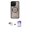 MARSİLYAN™- iPhone 13 Pro Max Kılıf Kutup Modern - Siyah Bilvis 5in1 3D Magic Cam Ekran Koruyucu + Gökkuşağı Pers Alüminyum Kamera Lens