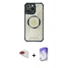 MARSİLYAN™- iPhone 13 Pro Max Kılıf Kutup Modern - Siyah Bilvis 5in1 3D Magic Cam Ekran Koruyucu + Pers Alüminyum Kamera Lens - KI