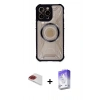 MARSİLYAN™- iPhone 13 Pro Max Kılıf Kutup Modern - Siyah Bilvis 5in1 3D Magic Cam Ekran Koruyucu + Pers Alüminyum Kamera Lens - KI