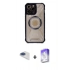 MARSİLYAN™- iPhone 13 Pro Max Kılıf Kutup Modern - Siyah Bilvis 5in1 3D Magic Cam Ekran Koruyucu + Pers Alüminyum Kamera Lens - LT