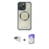 MARSİLYAN™- iPhone 13 Pro Max Kılıf Kutup Modern - Siyah Bilvis 5in1 3D Magic Cam Ekran Koruyucu + Pers Alüminyum Kamera Lens - LT