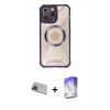 MARSİLYAN™- iPhone 13 Pro Max Kılıf Kutup Modern - Siyah Bilvis 5in1 3D Magic Cam Ekran Koruyucu + Rainbow Kamera Lens Koruma Cam - MI