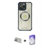 MARSİLYAN™- iPhone 13 Pro Max Kılıf Kutup Modern - Siyah Bilvis 5in1 3D Magic Cam Ekran Koruyucu + Rainbow Kamera Lens Koruma Cam - BZ