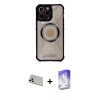MARSİLYAN™- iPhone 13 Pro Max Kılıf Kutup Modern - Siyah Bilvis 5in1 3D Magic Cam Ekran Koruyucu + Rainbow Kamera Lens Koruma Cam - BZ