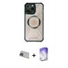 MARSİLYAN™- iPhone 13 Pro Max Kılıf Kutup Modern - Siyah Bilvis 5in1 3D Magic Cam Ekran Koruyucu + Rainbow Kamera Lens Koruma Cam - MI