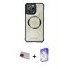 MARSİLYAN™- iPhone 13 Pro Max Kılıf Kutup Modern - Siyah Bilvis 5in1 3D Magic Cam Ekran Koruyucu + Rainbow Kamera Lens Koruma Cam - KI