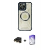 MARSİLYAN™- iPhone 13 Pro Max Kılıf Kutup Modern - Siyah Bilvis 5in1 3D Magic Cam Ekran Koruyucu + Raze Metal Kamera Lens - GD