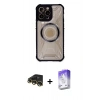 MARSİLYAN™- iPhone 13 Pro Max Kılıf Kutup Modern - Siyah Bilvis 5in1 3D Magic Cam Ekran Koruyucu + Raze Metal Kamera Lens - GD
