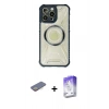 MARSİLYAN™- iPhone 13 Pro Max Kılıf Kutup Modern - Siyah Bilvis 5in1 3D Magic Cam Ekran Koruyucu + Renkli Kamera Lens Koruma Cam - SI