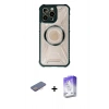 MARSİLYAN™- iPhone 13 Pro Max Kılıf Kutup Modern - Siyah Bilvis 5in1 3D Magic Cam Ekran Koruyucu + Renkli Kamera Lens Koruma Cam - PE