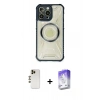 MARSİLYAN™- iPhone 13 Pro Max Kılıf Kutup Modern - Siyah Bilvis 5in1 3D Magic Cam Ekran Koruyucu + Shine Kamera Lens - GD
