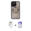 MARSİLYAN™- iPhone 13 Pro Max Kılıf Kutup Modern - Siyah Bilvis 5in1 3D Magic Cam Ekran Koruyucu + Shine Kamera Lens - GD