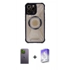 MARSİLYAN™- iPhone 13 Pro Max Kılıf Kutup Modern - Siyah Bilvis 5in1 3D Magic Cam Ekran Koruyucu + Neon Fosforlu Kamera Lens - YL