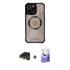 MARSİLYAN™- iPhone 13 Pro Max Kılıf Kutup Modern - Siyah Bilvis 5in1 5D Magic Hayalet Cam Ekran Koruyucu + Raze Metal Kamera Lens - GD