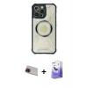 MARSİLYAN™- iPhone 13 Pro Max Kılıf Kutup Modern - Siyah Bilvis 5in1 5D Magic Hayalet Cam Ekran Koruyucu + Rainbow Kamera Lens Koruma Cam - KI