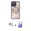 MARSİLYAN™- iPhone 13 Pro Max Kılıf Kutup Modern - Siyah Bilvis 5in1 5D Magic Hayalet Cam Ekran Koruyucu + Gold Pers Alüminyum Kamera Lens