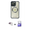 MARSİLYAN™- iPhone 13 Pro Max Kılıf Kutup Modern - Siyah Bilvis 5in1 5D Magic Hayalet Cam Ekran Koruyucu + Pers Alüminyum Kamera Lens - GI