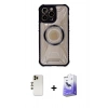 MARSİLYAN™- iPhone 13 Pro Max Kılıf Kutup Modern - Siyah Bilvis 5in1 5D Magic Hayalet Cam Ekran Koruyucu + Shine Kamera Lens - GD
