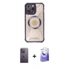 MARSİLYAN™- iPhone 13 Pro Max Kılıf Kutup Modern - Siyah Bilvis 5in1 5D Magic Hayalet Cam Ekran Koruyucu + Neon Fosforlu Kamera Lens - BZ