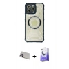 MARSİLYAN™- iPhone 13 Pro Max Kılıf Kutup Modern - Siyah Bilvis 5in1 5D Magic Hayalet Cam Ekran Koruyucu + Rainbow Kamera Lens Koruma Cam - MR