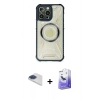 MARSİLYAN™- iPhone 13 Pro Max Kılıf Kutup Modern - Siyah Bilvis 5in1 5D Magic Hayalet Cam Ekran Koruyucu + Pers Alüminyum Kamera Lens - LT