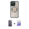 MARSİLYAN™- iPhone 13 Pro Max Kılıf Kutup Modern - Siyah Bilvis 5in1 5D Magic Hayalet Cam Ekran Koruyucu + Neon Fosforlu Kamera Lens - BZ