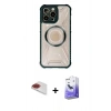 MARSİLYAN™- iPhone 13 Pro Max Kılıf Kutup Modern - Siyah Bilvis 5in1 5D Magic Hayalet Cam Ekran Koruyucu + Pers Alüminyum Kamera Lens - KI