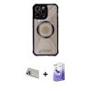 MARSİLYAN™- iPhone 13 Pro Max Kılıf Kutup Modern - Siyah Bilvis 5in1 5D Magic Hayalet Cam Ekran Koruyucu + Rainbow Kamera Lens Koruma Cam - REGD