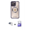 MARSİLYAN™- iPhone 13 Pro Max Kılıf Kutup Modern - Siyah Bilvis 5in1 5D Magic Hayalet Cam Ekran Koruyucu + Pers Alüminyum Kamera Lens - LT