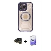 MARSİLYAN™- iPhone 13 Pro Max Kılıf Kutup Modern - Siyah Bilvis 5in1 5D Magic Hayalet Cam Ekran Koruyucu + Raze Metal Kamera Lens - GD