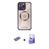 MARSİLYAN™- iPhone 13 Pro Max Kılıf Kutup Modern - Siyah Bilvis 5in1 5D Magic Hayalet Cam Ekran Koruyucu + Renkli Kamera Lens Koruma Cam - PE