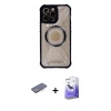 MARSİLYAN™- iPhone 13 Pro Max Kılıf Kutup Modern - Siyah Bilvis 5in1 5D Magic Hayalet Cam Ekran Koruyucu + Renkli Kamera Lens Koruma Cam - MI