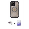 MARSİLYAN™- iPhone 13 Pro Max Kılıf Kutup Modern - Siyah Bilvis 5in1 5D Magic Hayalet Cam Ekran Koruyucu + Pers Alüminyum Kamera Lens - GI