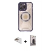 MARSİLYAN™- iPhone 13 Pro Max Kılıf Kutup Modern - Siyah Bilvis Hayalet Cam Ekran Koruyucu + Pers Alüminyum Kamera Lens - GD