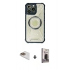 MARSİLYAN™- iPhone 13 Pro Max Kılıf Kutup Modern - Siyah Bilvis Hayalet Cam Ekran Koruyucu + Pers Alüminyum Kamera Lens - GD