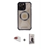 MARSİLYAN™- iPhone 13 Pro Max Kılıf Kutup Modern - Siyah Bilvis Hayalet Cam Ekran Koruyucu + Pers Alüminyum Kamera Lens - KI