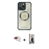 MARSİLYAN™- iPhone 13 Pro Max Kılıf Kutup Modern - Siyah Bilvis Hayalet Cam Ekran Koruyucu + Pers Alüminyum Kamera Lens - KI