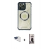 MARSİLYAN™- iPhone 13 Pro Max Kılıf Kutup Modern - Siyah Bilvis Hayalet Cam Ekran Koruyucu + Pers Alüminyum Kamera Lens - LT