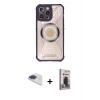 MARSİLYAN™- iPhone 13 Pro Max Kılıf Kutup Modern - Siyah Bilvis Hayalet Cam Ekran Koruyucu + Pers Alüminyum Kamera Lens - LT