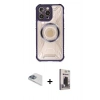 MARSİLYAN™- iPhone 13 Pro Max Kılıf Kutup Modern - Siyah Bilvis Hayalet Cam Ekran Koruyucu + Pers Alüminyum Kamera Lens - SABE