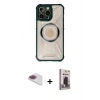 MARSİLYAN™- iPhone 13 Pro Max Kılıf Kutup Modern - Siyah Bilvis Hayalet Cam Ekran Koruyucu + Pers Alüminyum Kamera Lens - GI