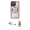 MARSİLYAN™- iPhone 13 Pro Max Kılıf Kutup Modern - Siyah Bilvis Hayalet Cam Ekran Koruyucu + Pers Alüminyum Kamera Lens - SABE