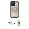 MARSİLYAN™- iPhone 13 Pro Max Kılıf Kutup Modern - Siyah Bilvis Hayalet Cam Ekran Koruyucu + Pers Alüminyum Kamera Lens - SABE