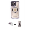 MARSİLYAN™- iPhone 13 Pro Max Kılıf Kutup Modern - Siyah Bilvis Hayalet Cam Ekran Koruyucu + Pers Alüminyum Kamera Lens - GI