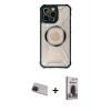 MARSİLYAN™- iPhone 13 Pro Max Kılıf Kutup Modern - Siyah Bilvis Hayalet Cam Ekran Koruyucu + Rainbow Kamera Lens Koruma Cam - KI
