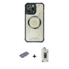MARSİLYAN™- iPhone 13 Pro Max Kılıf Kutup Modern - Siyah Bilvis Hayalet Cam Ekran Koruyucu + Renkli Kamera Lens Koruma Cam - MI