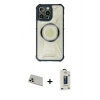 MARSİLYAN™- iPhone 13 Pro Max Kılıf Kutup Modern - Siyah Bilvis Hayalet Cam Ekran Koruyucu + Rainbow Kamera Lens Koruma Cam - REGD